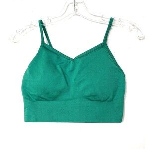 MTA Sport Bra Size L Green Wireless Seamless Cross Back Padded Adjustable